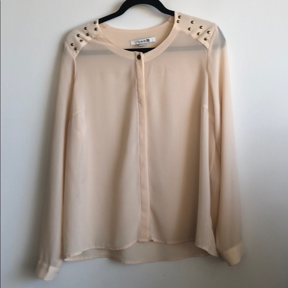 Sheer blouse with shoulder detail
